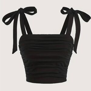 Elegant Black Ruched Women's Top